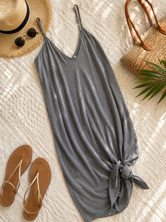 Elan Dresses & Skirts - Elan 100% Rayon Gray Strappy Swing Midi Dress Women’s XS